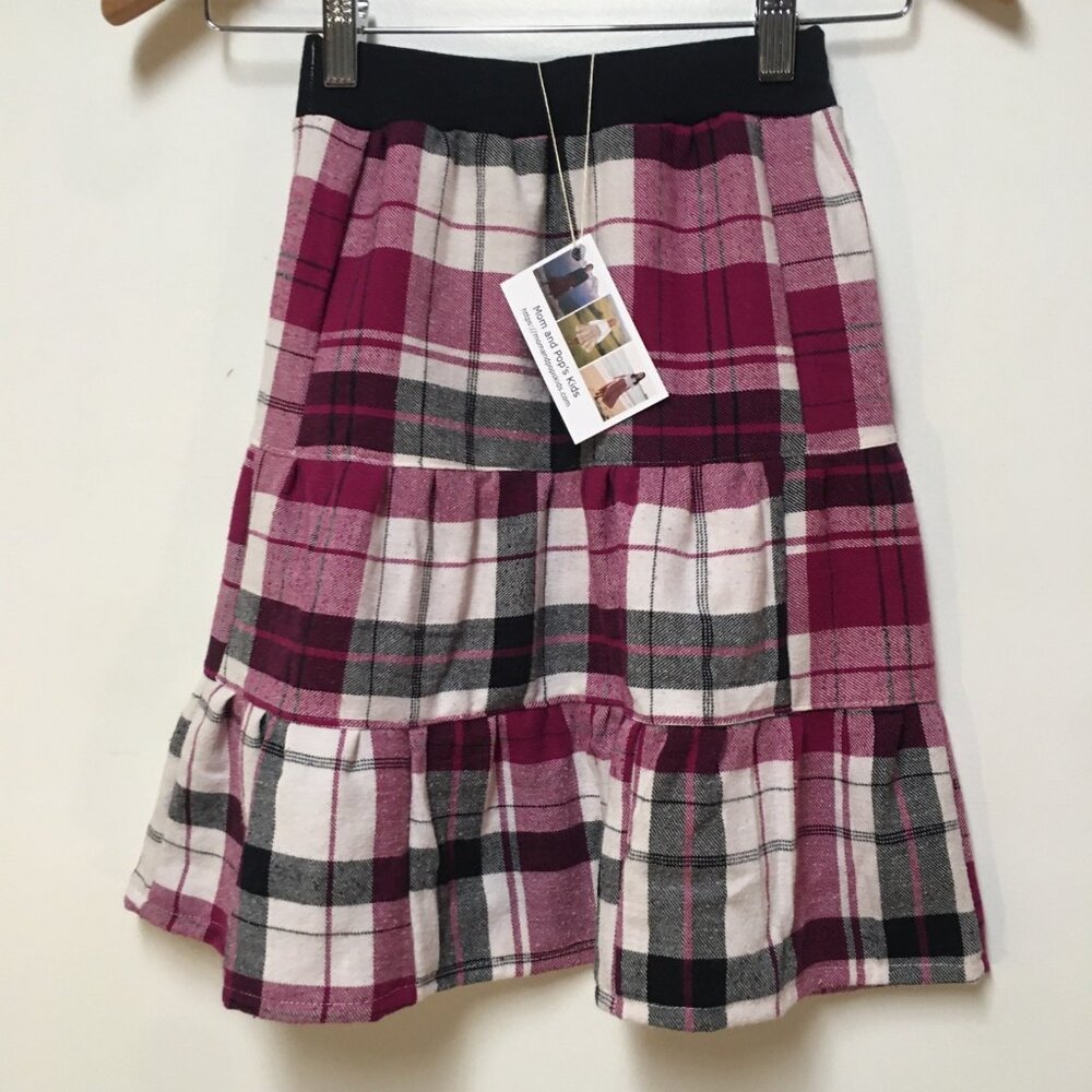 Skirt Flannel Girls 4 Midi Purple Fuchsia Plaid Ruffle Tiered Mom and Pop's Kids